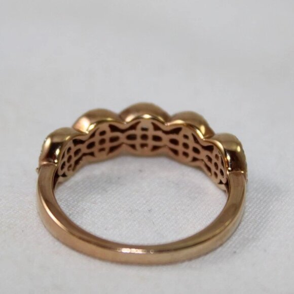 Sterling Silver Rose Gold Plated & Cubic Zirconia Fashion Ring - Size 8 - Picture 5 of 10